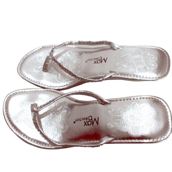 Max Collection Wedge Thong Sandals with Sequined Accent, Slip-on Shoes, Sandal - Picture 5 of 12